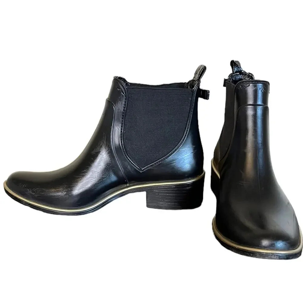 KATE SPADE Women's Black Star Rain Chukka Chelsea Boots Size 6‎